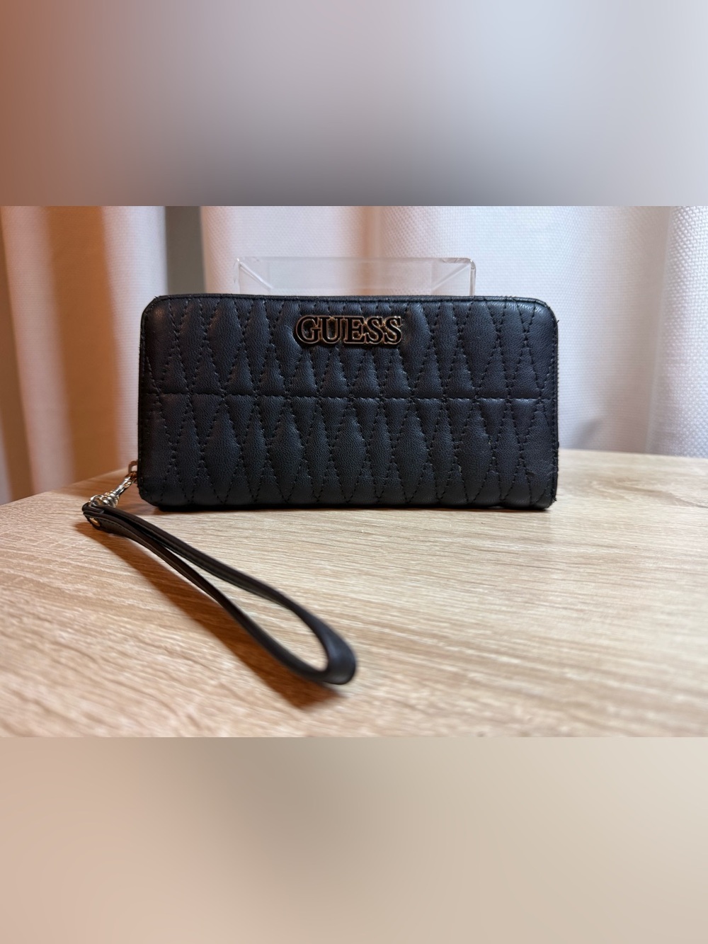GUESS Black Quilted Wristlet